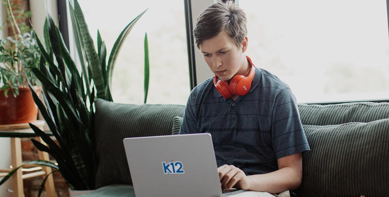 Student working with his laptop