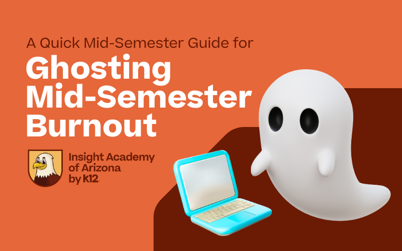 A friendly cartoon using a computer