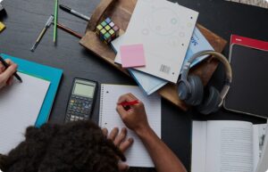 Student taking notes