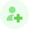 Green avatar with a plus con