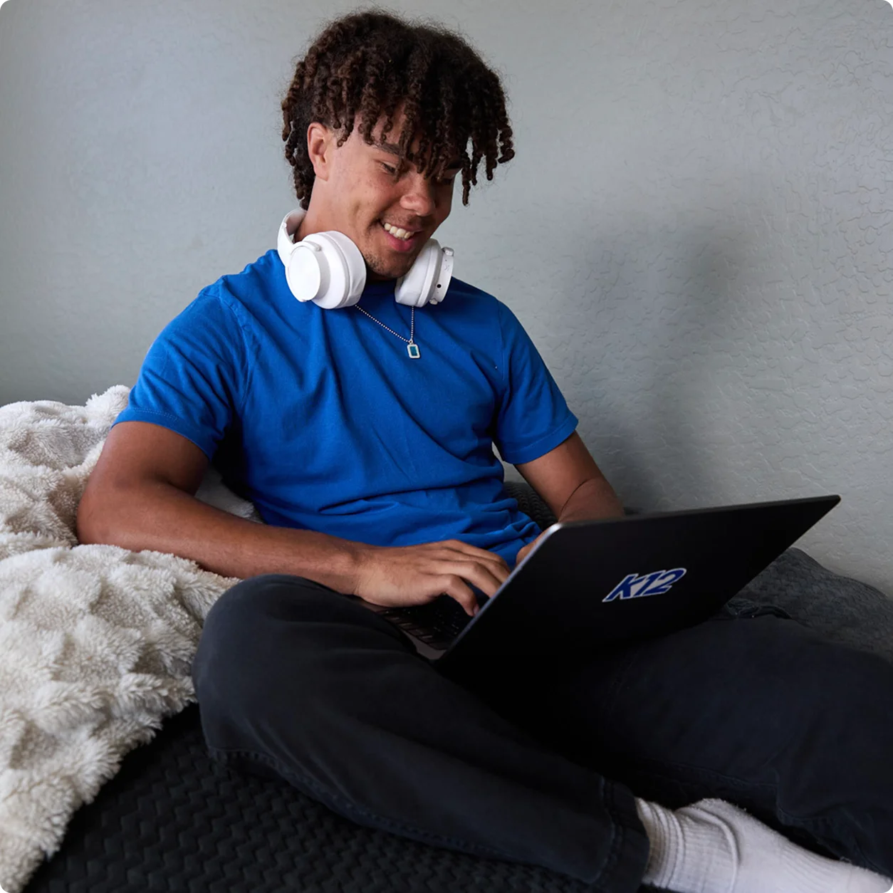 Student working with his laptop