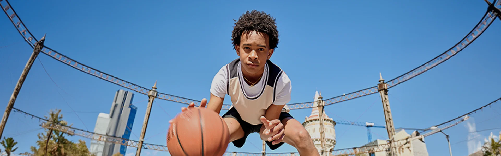 Student playing basket