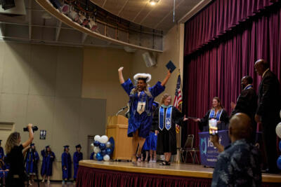 Girl celebrating at the graduation